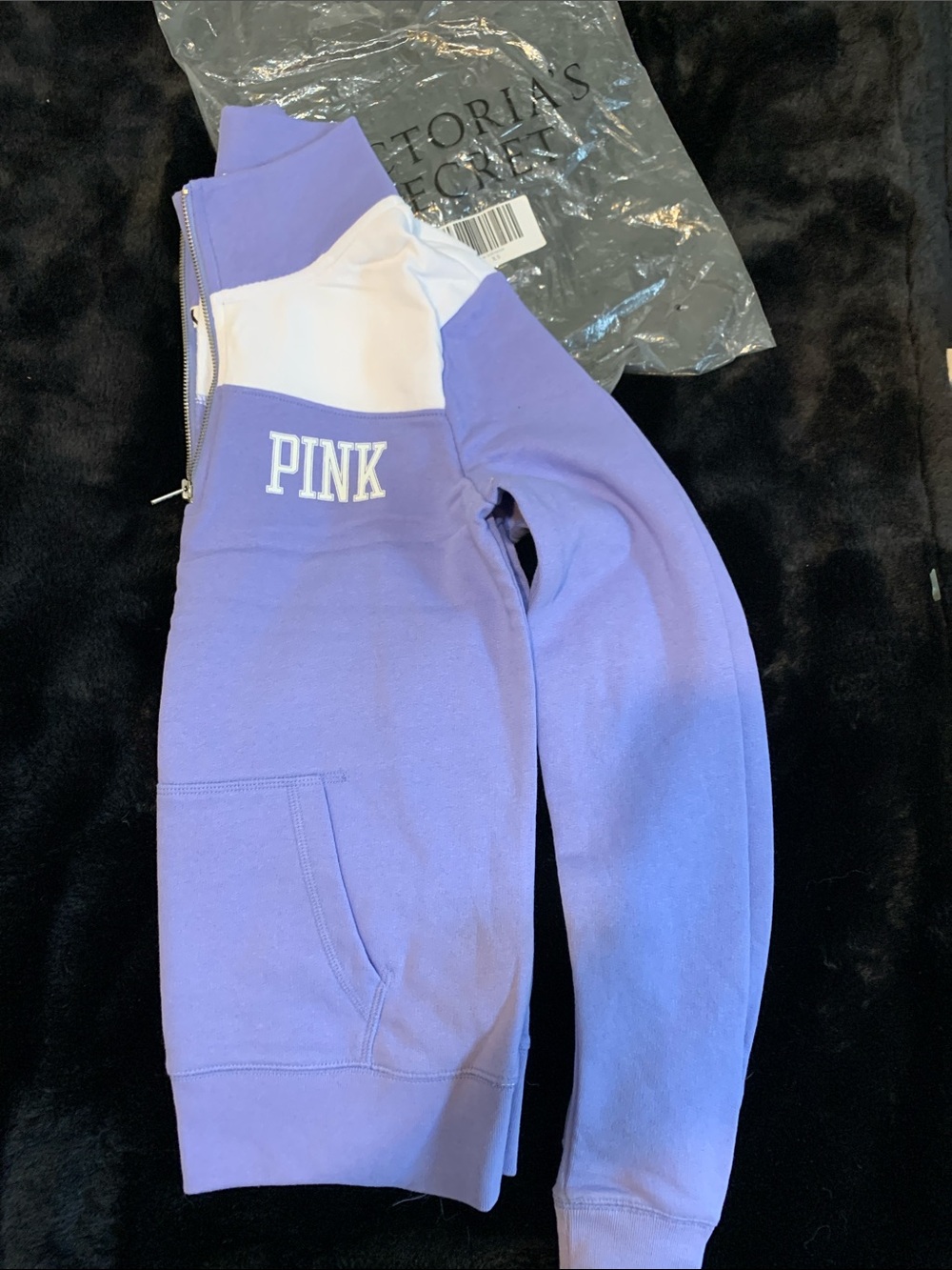 Victoria's Secret PINK Lavender and White Quarter-Zip Hoodie
